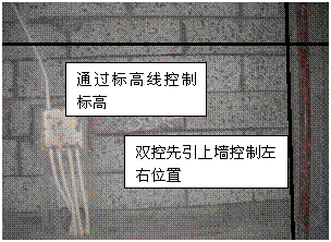 将建筑控制线翻到砌体墙上，利用建筑1m线对水电预埋进行精确定位